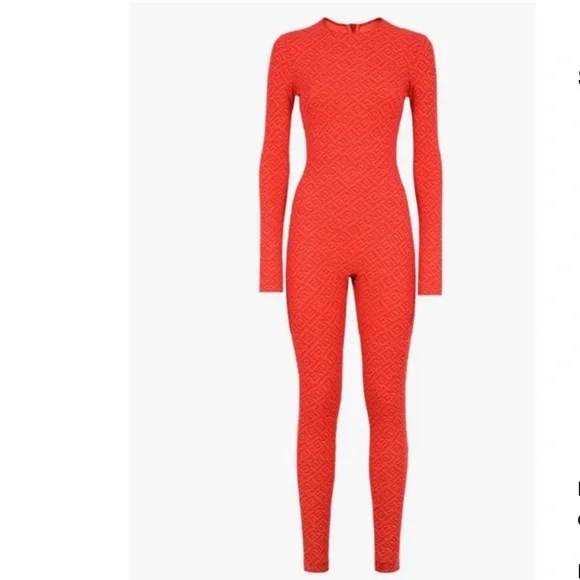 🆕FENDI X SKIMS GEORGIA CREWNECK FULL ONSIE LONG-SLEEVE LEGGING JUMPSUIT ROMPER - Picture 2 of 16
